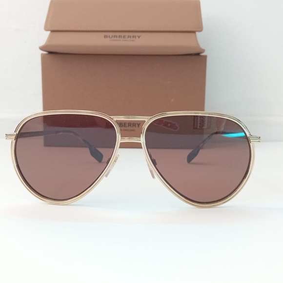 New - Burberry BE3135 110973 Scott Pilot Dark Brown Sunglasses - Picture 8 of 15